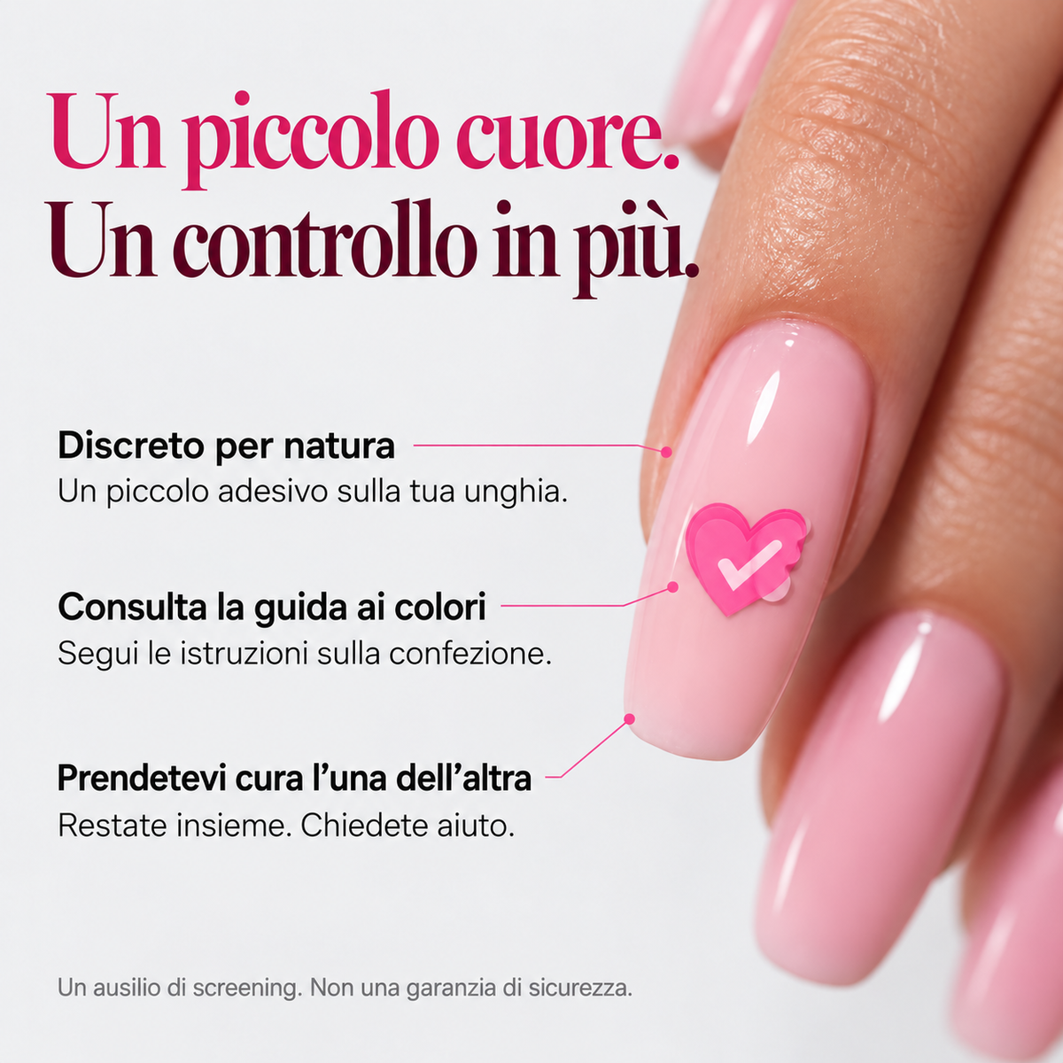 Un piccolo cuore. Un controllo in più. Guida Cuorecheck in italiano.
