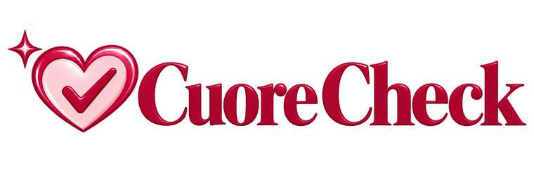 Logo CuoreCheck con cuore rosa e segno di spunta, su sfondo trasparente.
